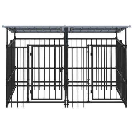 Hondenkennel met dak 3,75 m² staal - AllerleiShop