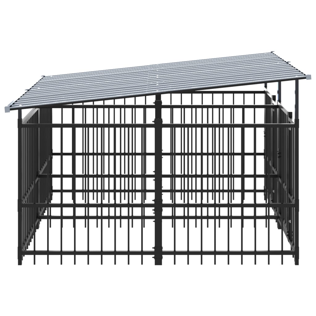 Hondenkennel met dak 3,75 m² staal - AllerleiShop