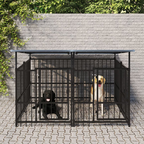 Hondenkennel met dak 3,75 m² staal - AllerleiShop