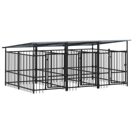 Hondenkennel met dak 5,63 m² staal - AllerleiShop