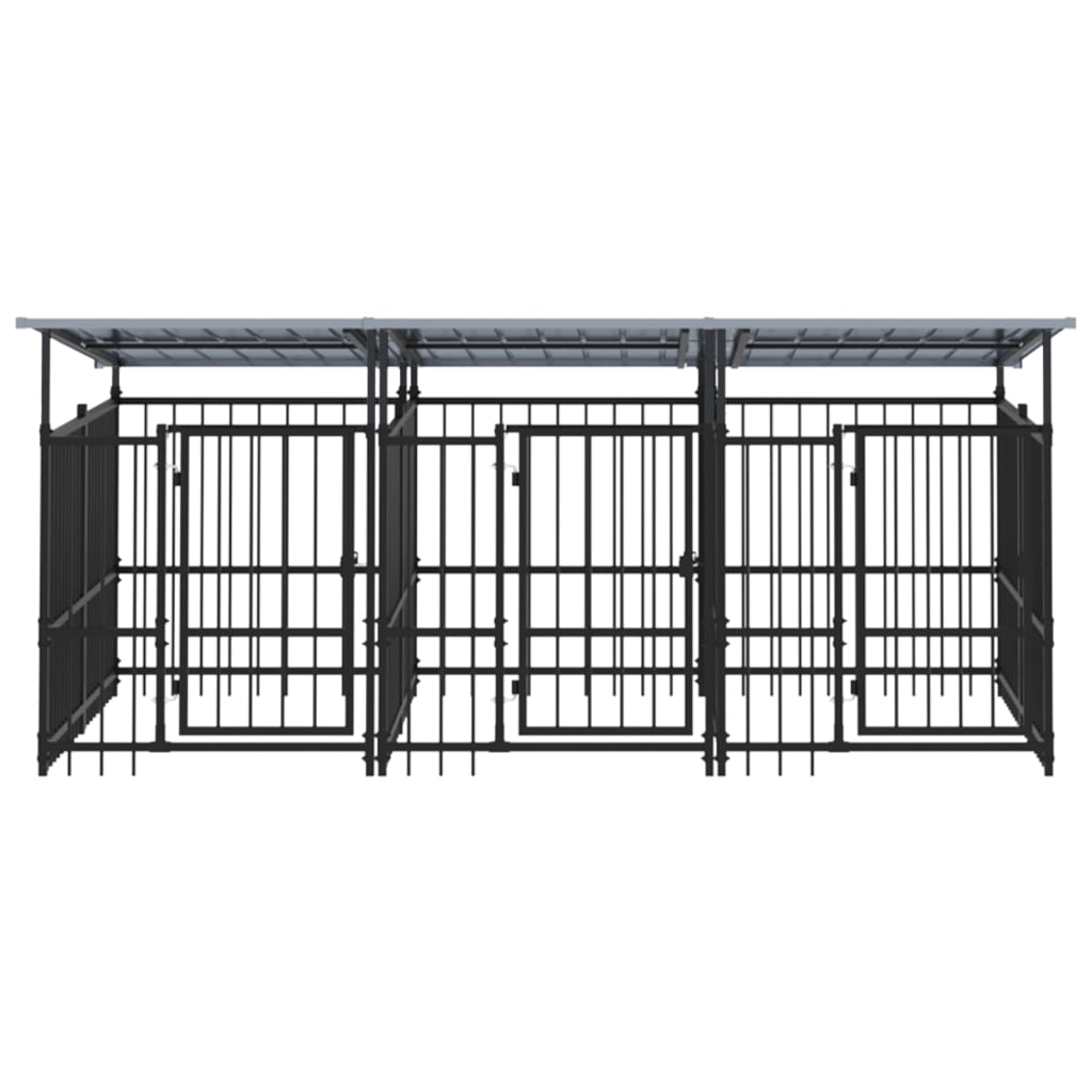 Hondenkennel met dak 5,63 m² staal - AllerleiShop