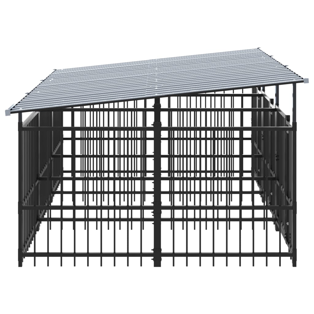 Hondenkennel met dak 5,63 m² staal - AllerleiShop