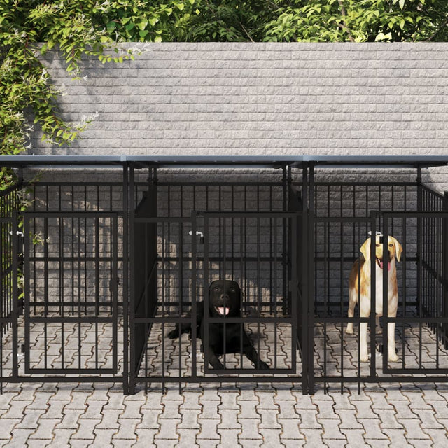 Hondenkennel met dak 5,63 m² staal - AllerleiShop