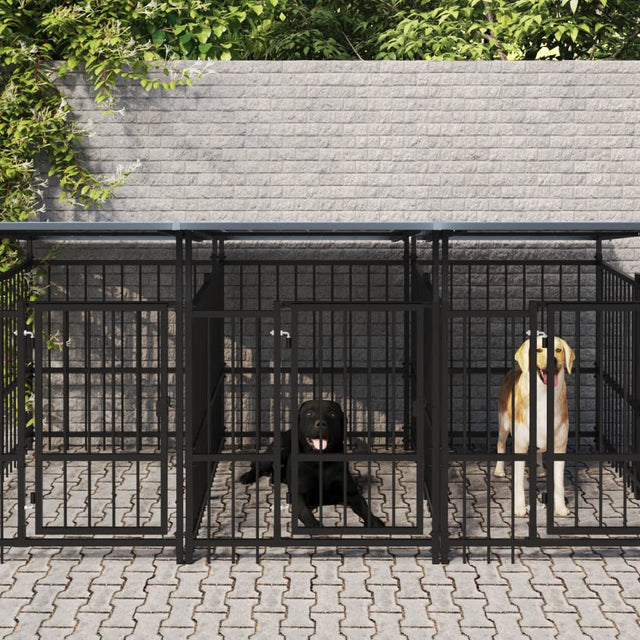 Hondenkennel met dak 7,51 m² staal - AllerleiShop