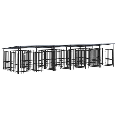 Hondenkennel met dak 11,26 m² staal - AllerleiShop