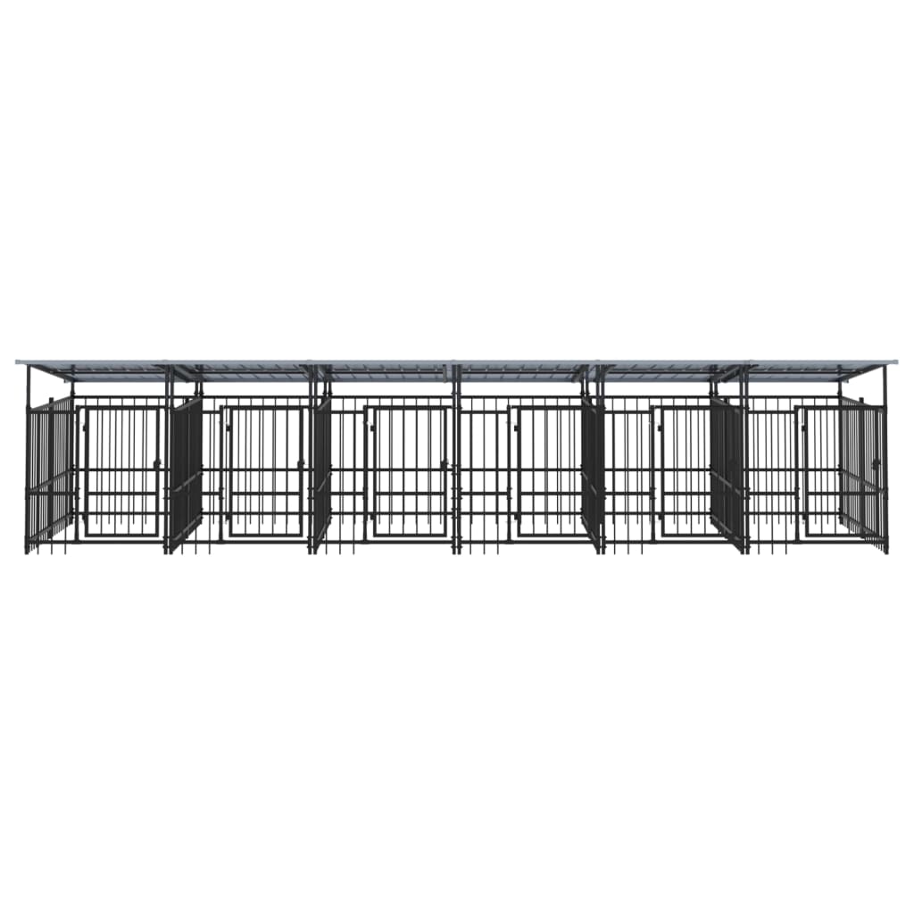 Hondenkennel met dak 11,26 m² staal - AllerleiShop