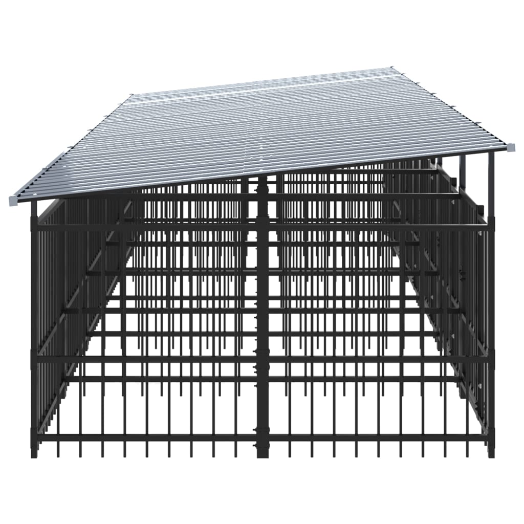 Hondenkennel met dak 11,26 m² staal - AllerleiShop