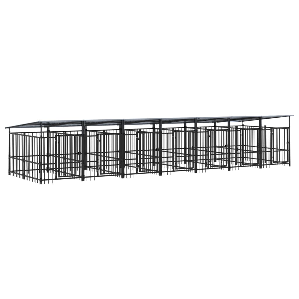 Hondenkennel met dak 13,14 m² staal - AllerleiShop