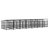 Hondenkennel met dak 13,14 m² staal - AllerleiShop