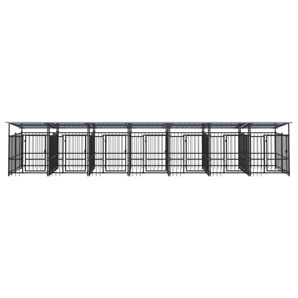 Hondenkennel met dak 13,14 m² staal - AllerleiShop