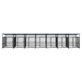 Hondenkennel met dak 13,14 m² staal - AllerleiShop