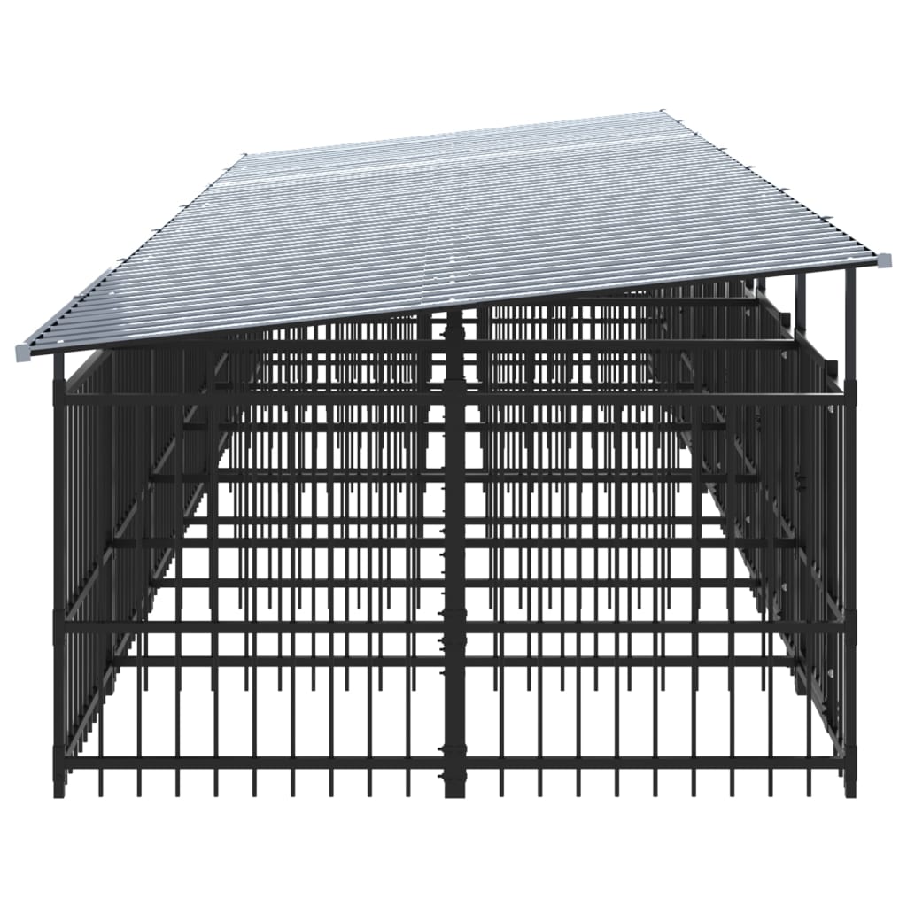 Hondenkennel met dak 13,14 m² staal - AllerleiShop