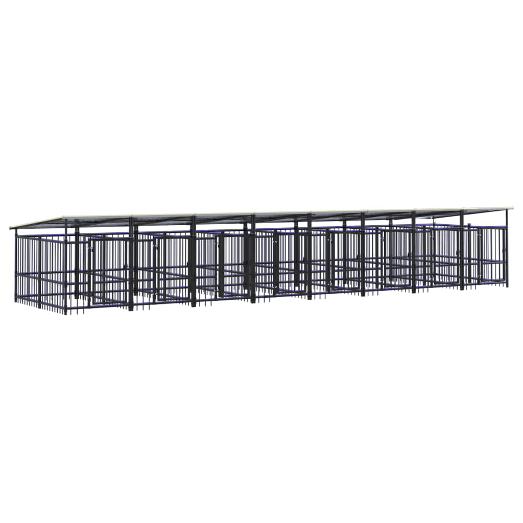 Hondenkennel met dak 15,02 m² staal - AllerleiShop