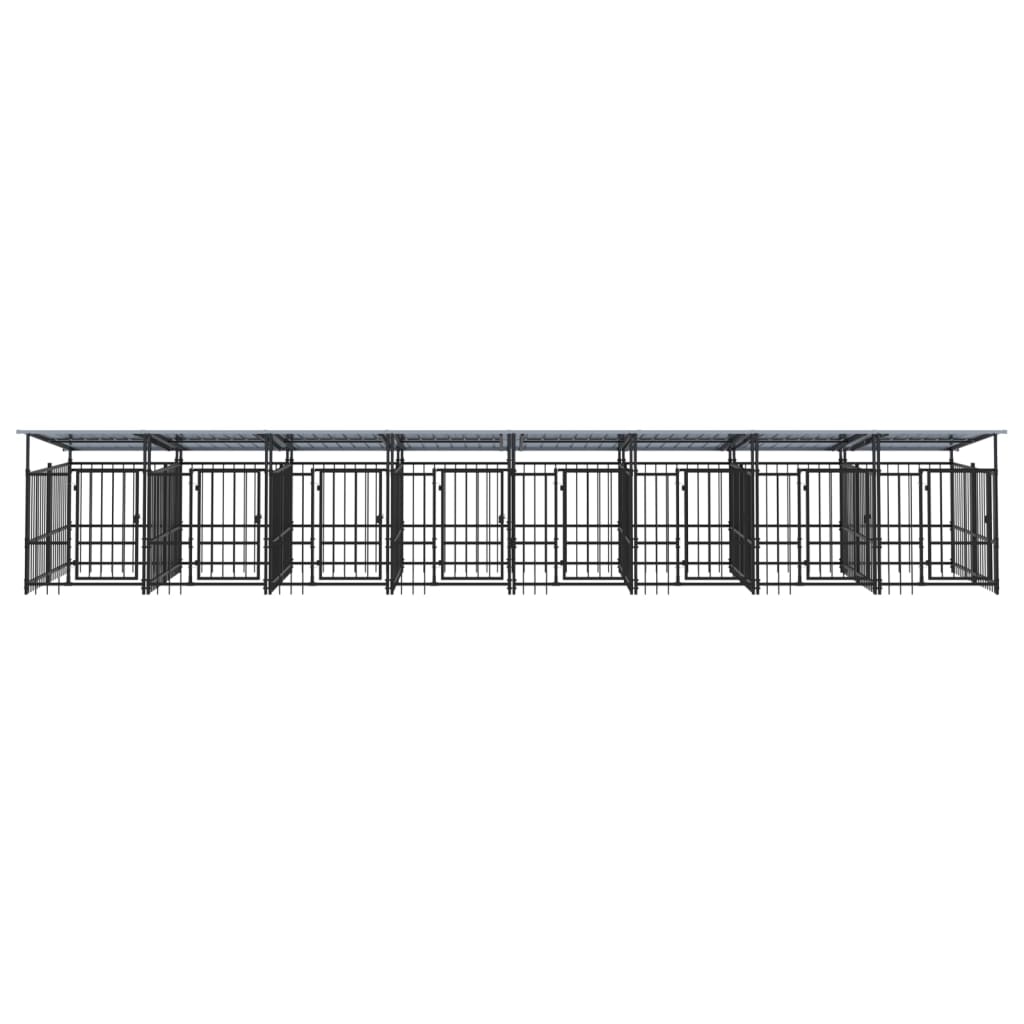 Hondenkennel met dak 15,02 m² staal - AllerleiShop