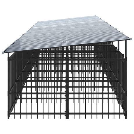 Hondenkennel met dak 15,02 m² staal - AllerleiShop