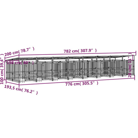 Hondenkennel met dak 15,02 m² staal - AllerleiShop