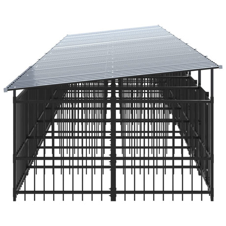 Hondenkennel met dak 16,89 m² staal - AllerleiShop