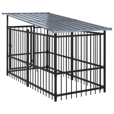 Hondenkennel met dak 16,89 m² staal - AllerleiShop