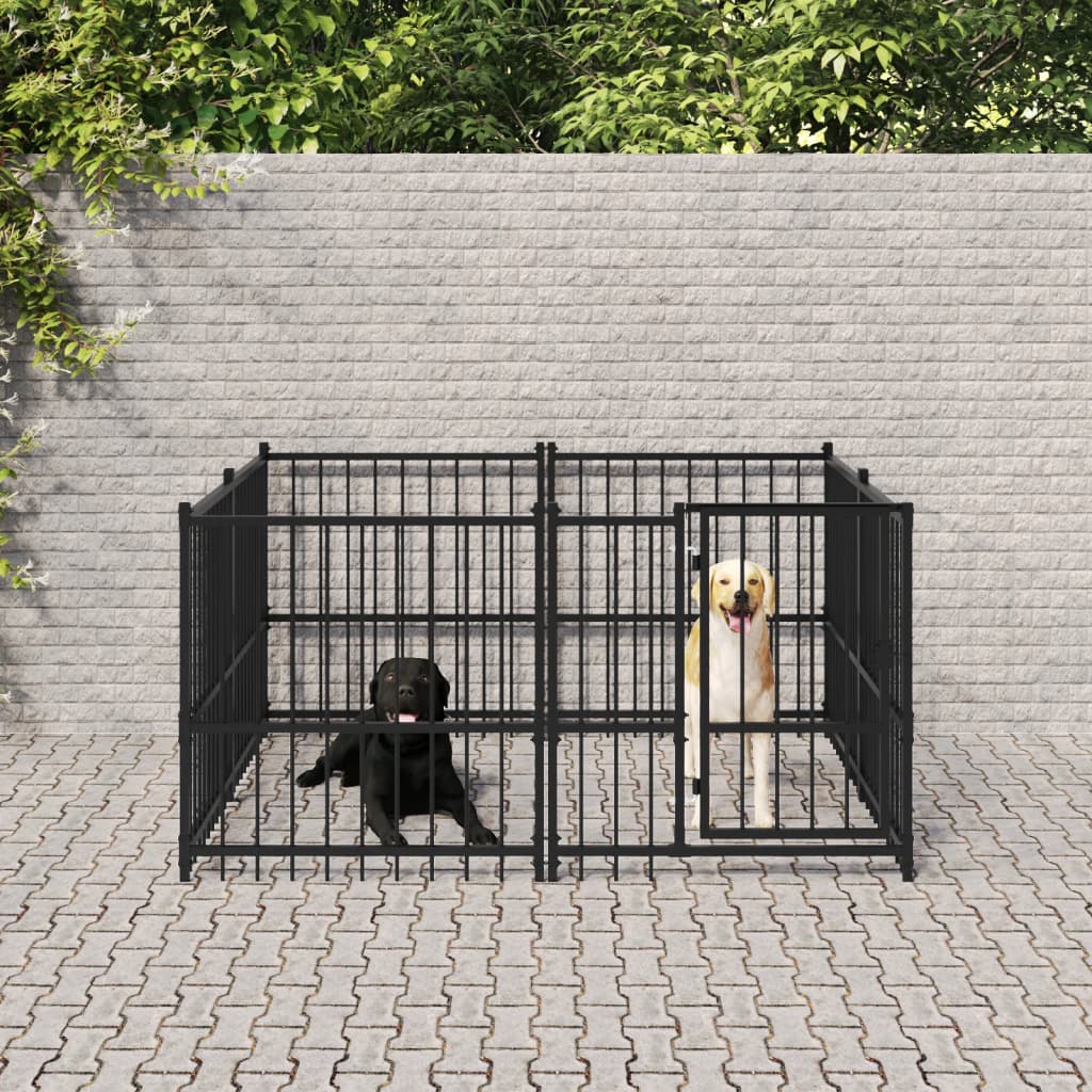 Hondenkennel voor buiten 3,75 m² staal - AllerleiShop