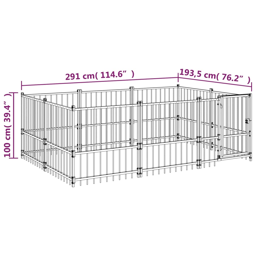 Hondenkennel voor buiten 5,63 m² staal - AllerleiShop