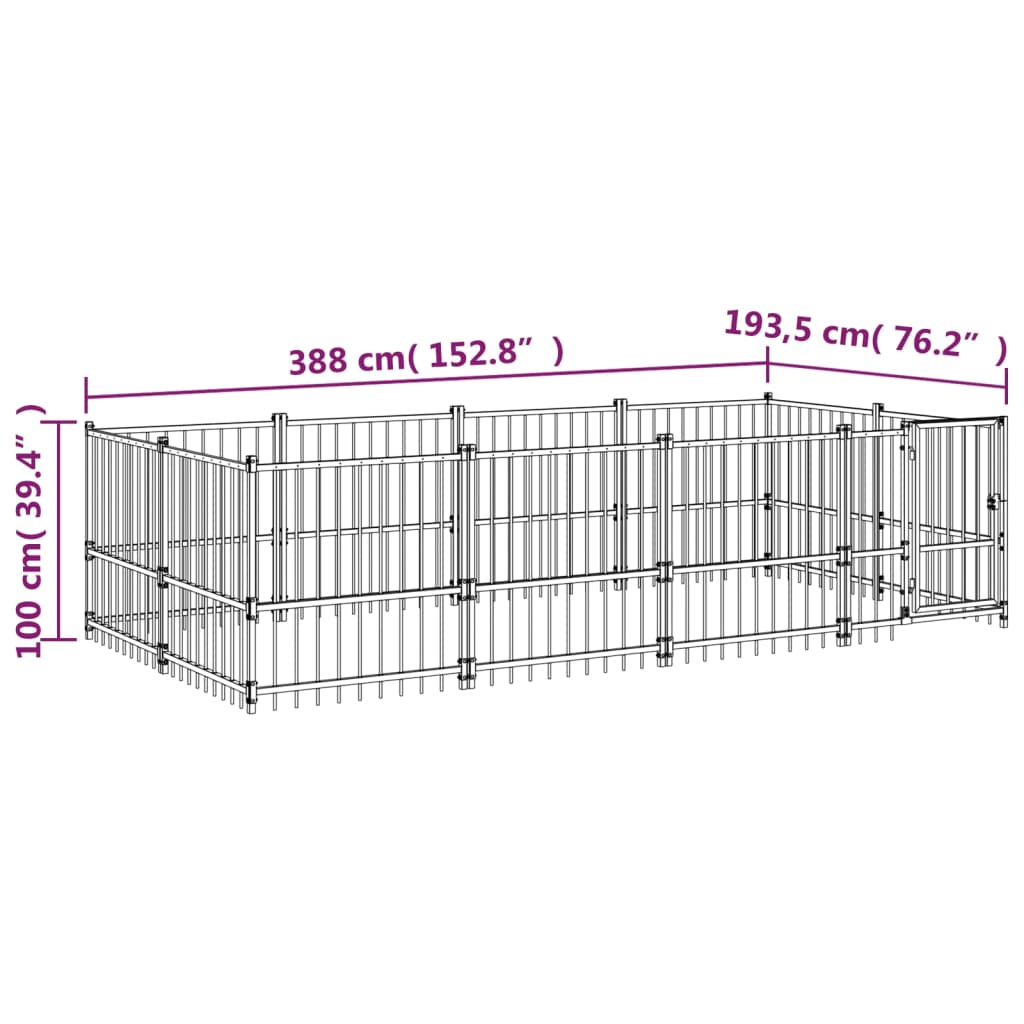 Hondenkennel voor buiten 7,51 m² staal - AllerleiShop