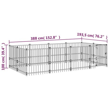 Hondenkennel voor buiten 7,51 m² staal - AllerleiShop