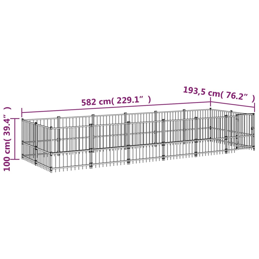 Hondenkennel voor buiten 11,26 m² staal - AllerleiShop