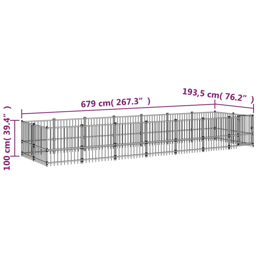 Hondenkennel voor buiten 13,14 m² staal - AllerleiShop