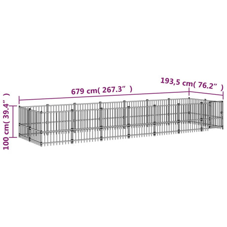 Hondenkennel voor buiten 13,14 m² staal - AllerleiShop