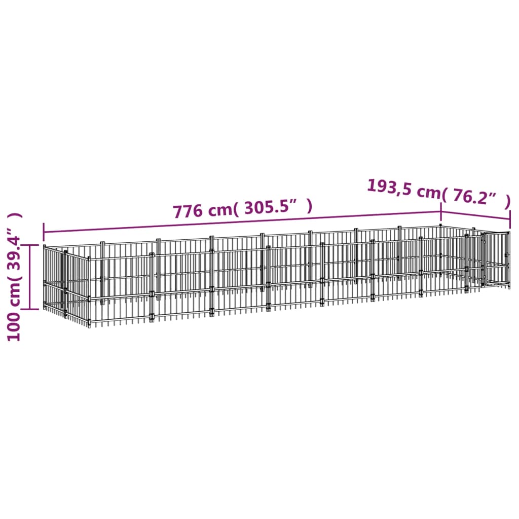 Hondenkennel voor buiten 15,02 m² staal - AllerleiShop