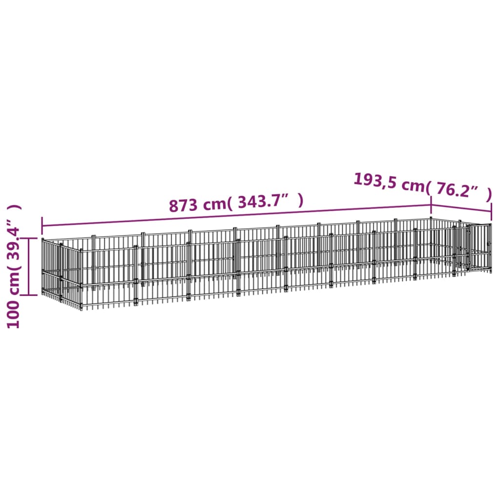 Hondenkennel voor buiten 16,89 m² staal - AllerleiShop