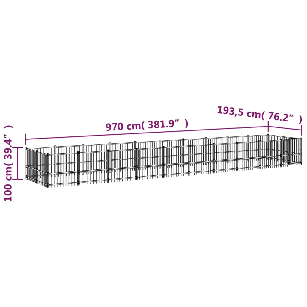 Hondenkennel voor buiten 18,77 m² staal - AllerleiShop