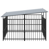 Hondenkennel met dak 3,75 m² staal - AllerleiShop