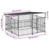 Hondenkennel met dak 3,75 m² staal - AllerleiShop