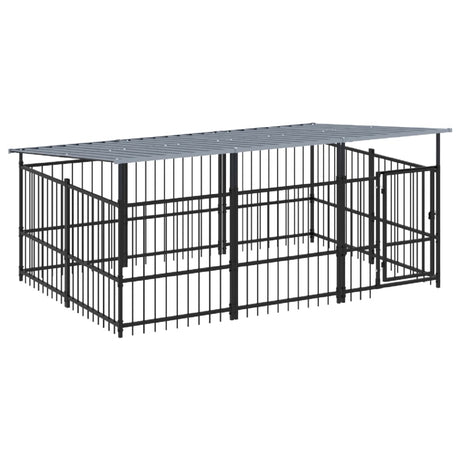 Hondenkennel met dak 5,63 m² staal - AllerleiShop