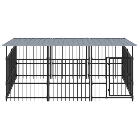 Hondenkennel met dak 5,63 m² staal - AllerleiShop