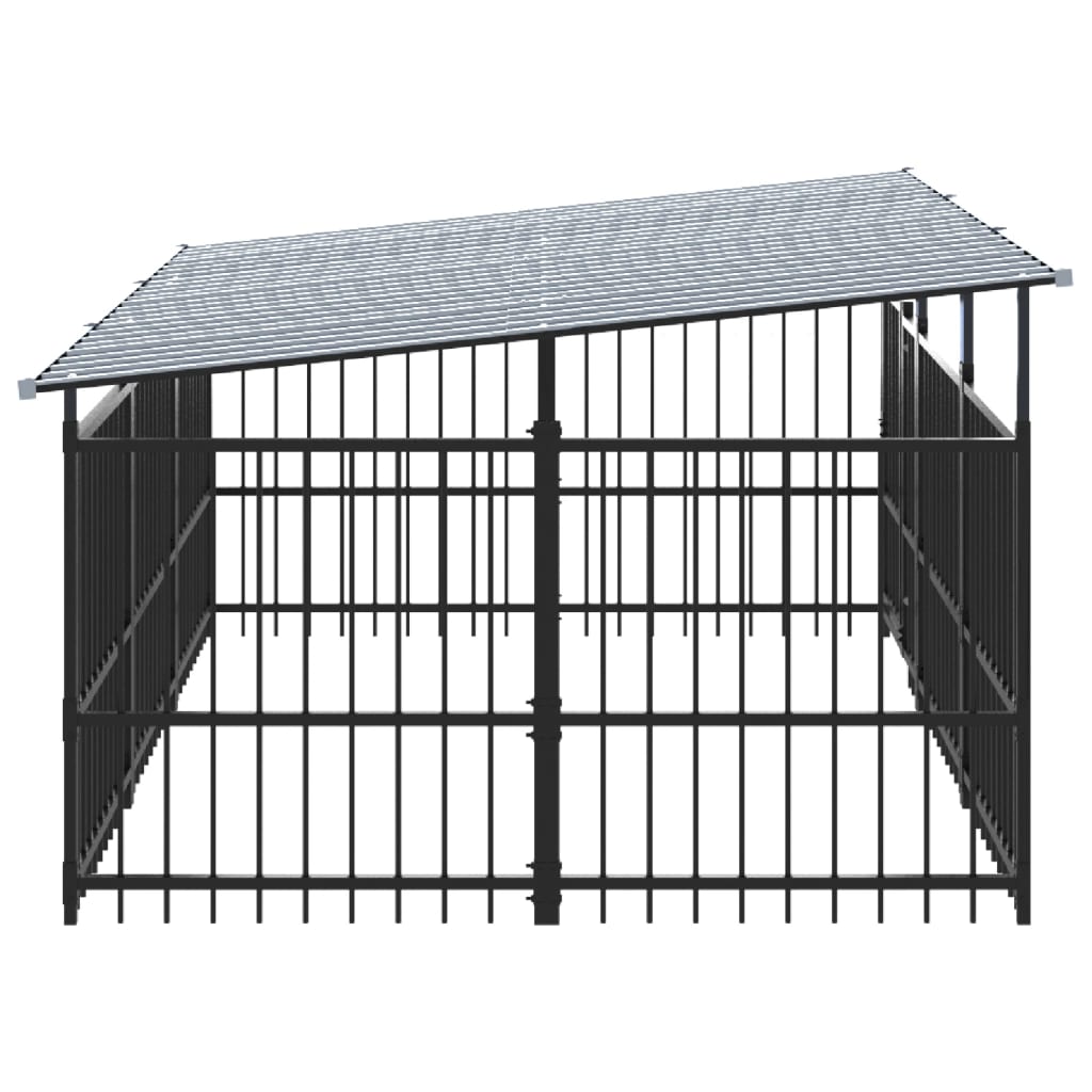 Hondenkennel met dak 5,63 m² staal - AllerleiShop