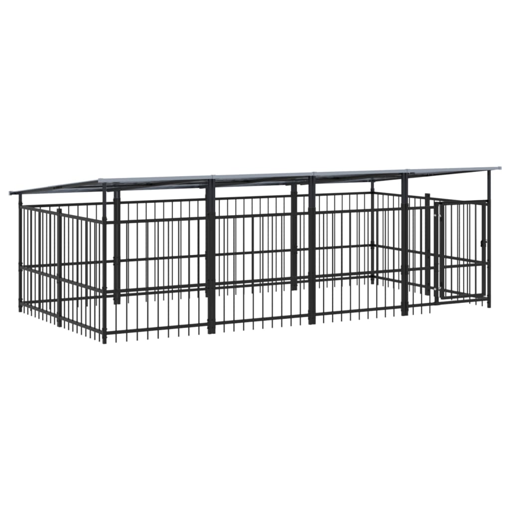 Hondenkennel met dak 7,51 m² staal - AllerleiShop