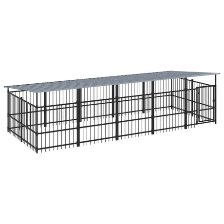 Hondenkennel met dak 9,38 m² staal - AllerleiShop