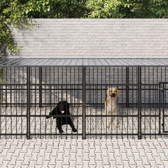 Hondenkennel met dak 9,38 m² staal - AllerleiShop