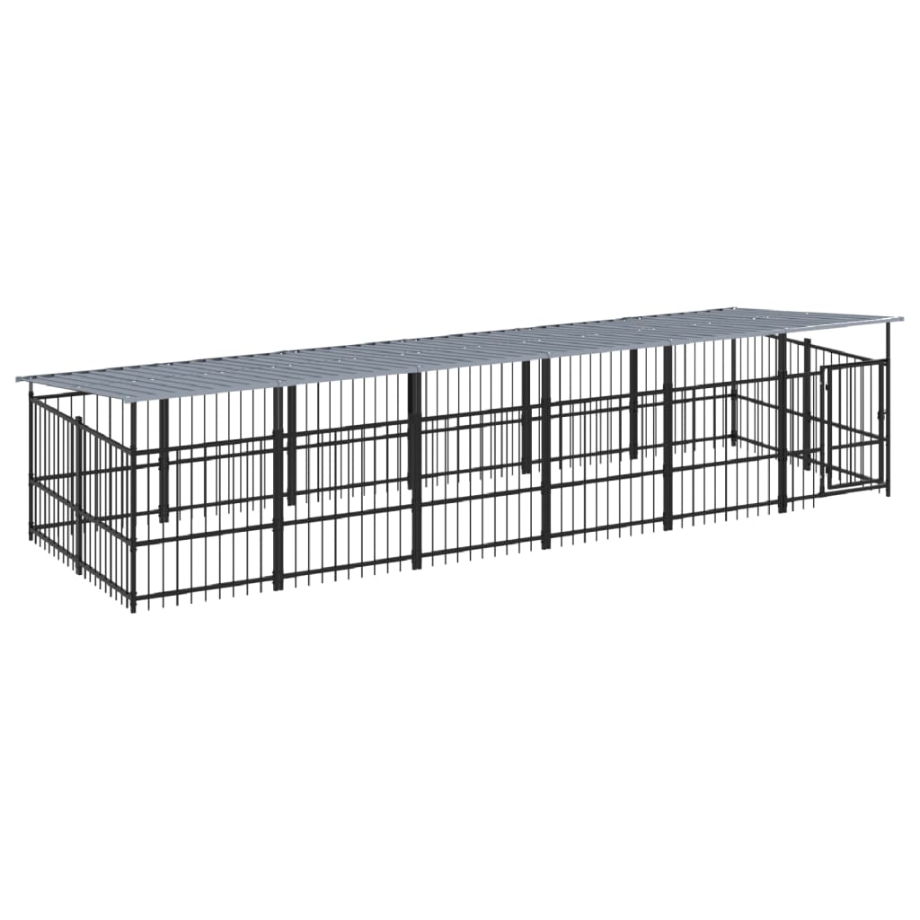 Hondenkennel met dak 11,26 m² staal - AllerleiShop