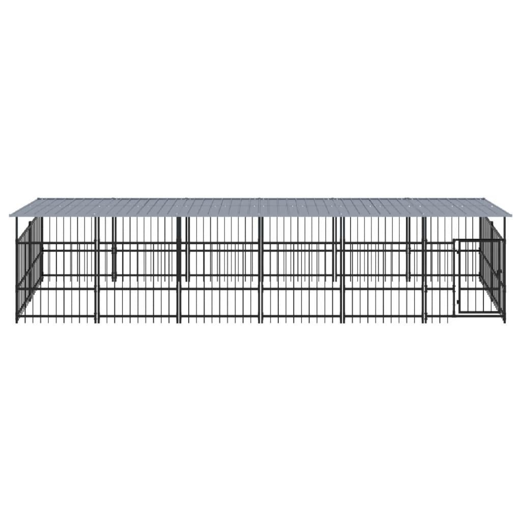 Hondenkennel met dak 11,26 m² staal - AllerleiShop