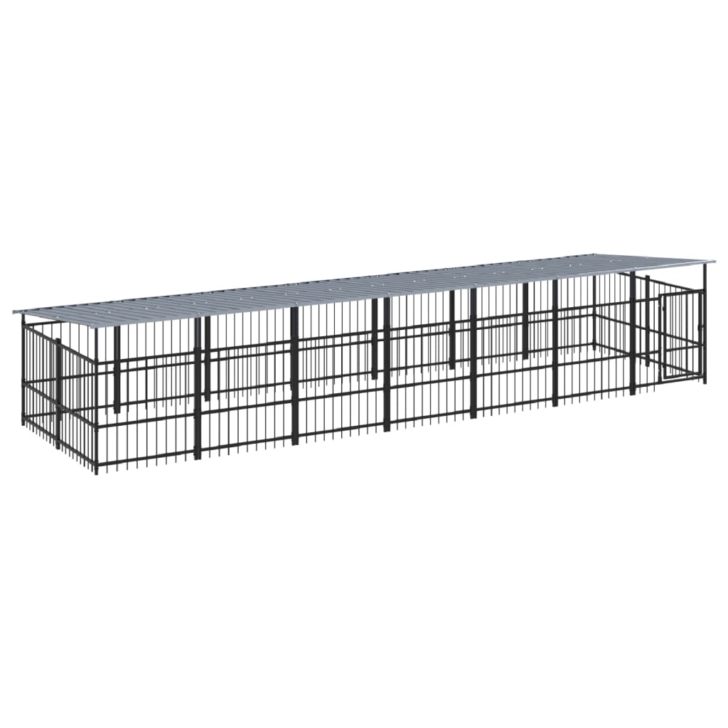 Hondenkennel met dak 13,14 m² staal - AllerleiShop