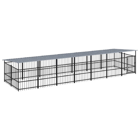 Hondenkennel met dak 13,14 m² staal - AllerleiShop