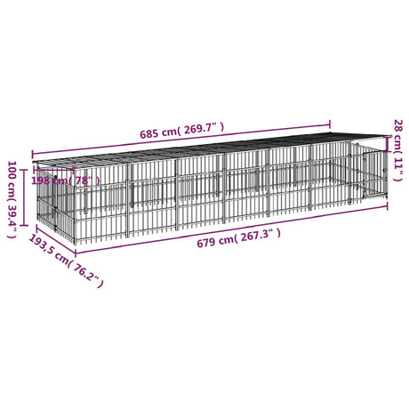 Hondenkennel met dak 13,14 m² staal - AllerleiShop