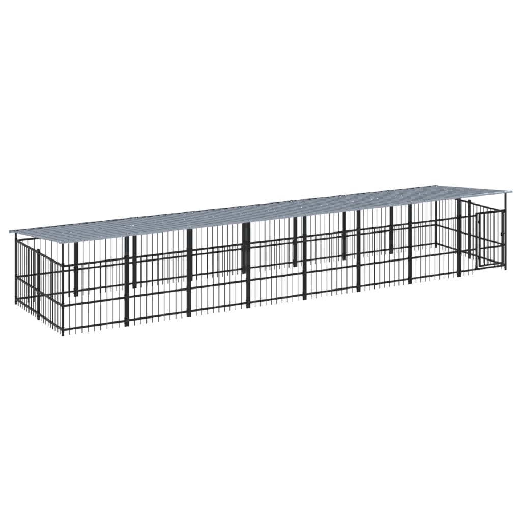 Hondenkennel met dak 15,02 m² staal - AllerleiShop