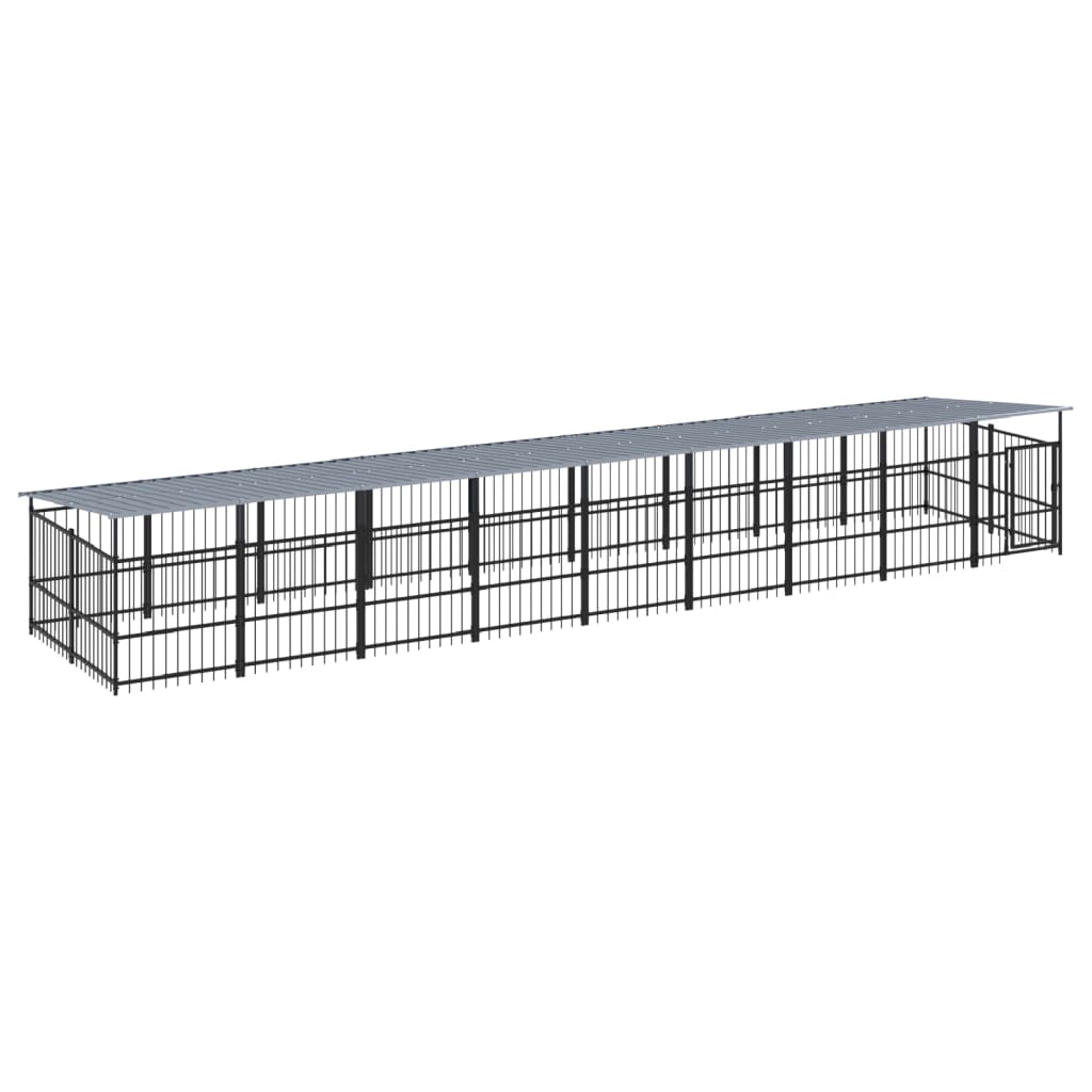 Hondenkennel voor buiten met dak 16,89 m² staal - AllerleiShop