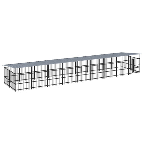 Hondenkennel voor buiten met dak 16,89 m² staal - AllerleiShop