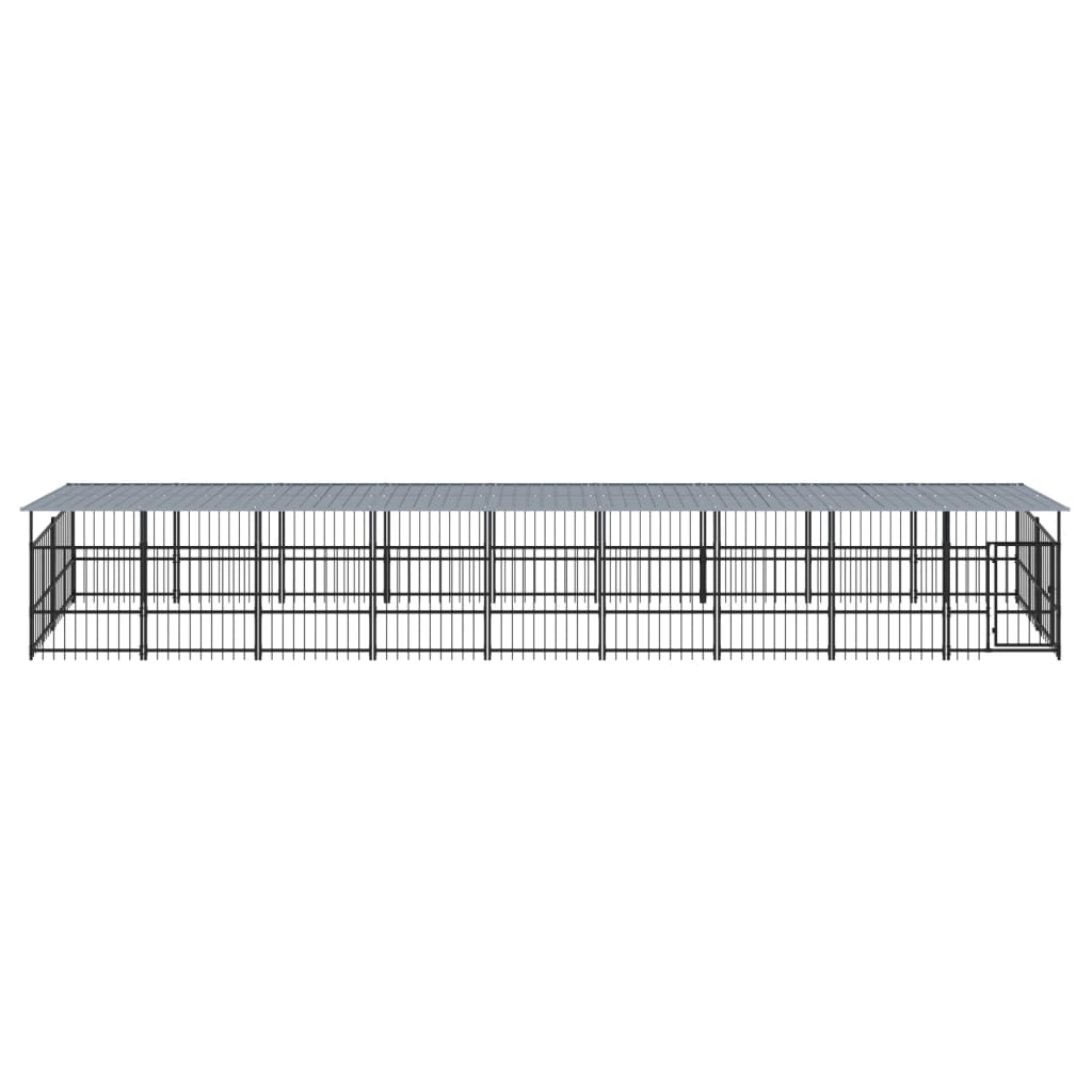 Hondenkennel voor buiten met dak 16,89 m² staal - AllerleiShop