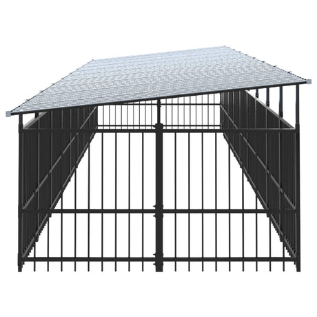 Hondenkennel voor buiten met dak 16,89 m² staal - AllerleiShop